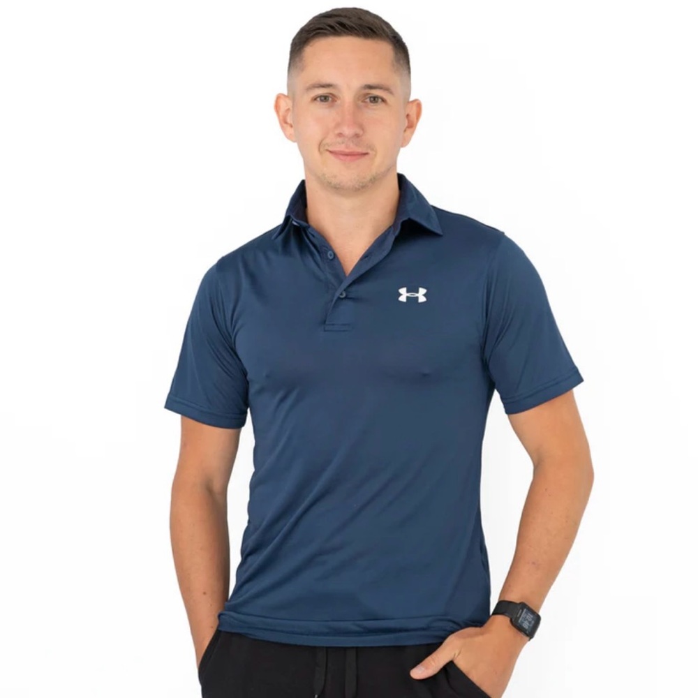 UNDER ARMOUR MENS HEATGEAR GOLF SPORTS NAVY BLUE POLO SHIRT CASUAL TOPS